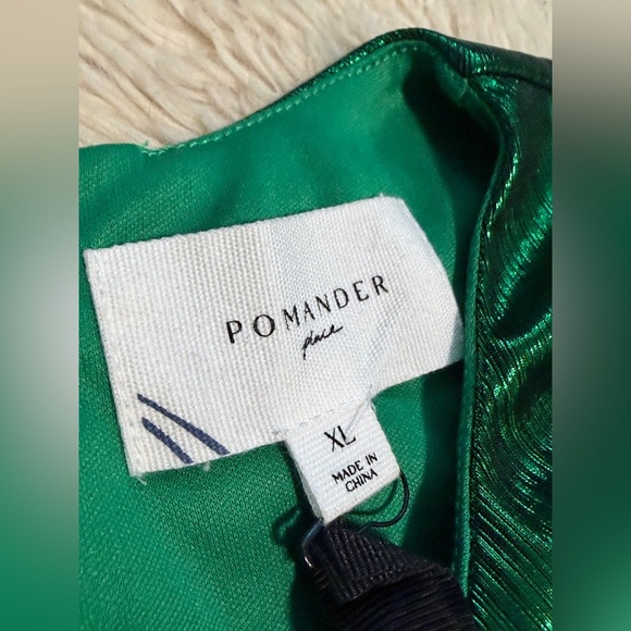 NWT Tuckernuck Pomander Place Emerald Crinkle Lurex Lillith Dress - Size XL - Picture 4 of 5